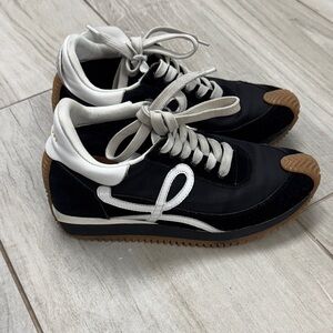 Loewe Black and White Sneakers with Brown Sole